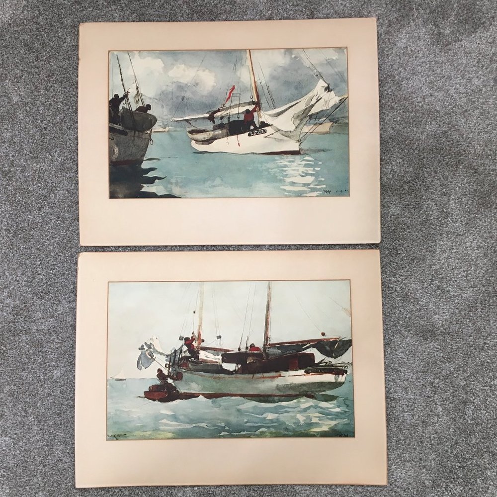 Vintage Homer Winslow prints c1950s good condition, "Taking on Wet Provisions".